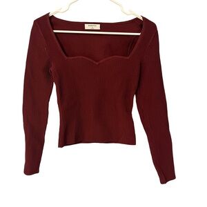 Aritzia Mahogany Sculpt Knit Long Sleeve Top
